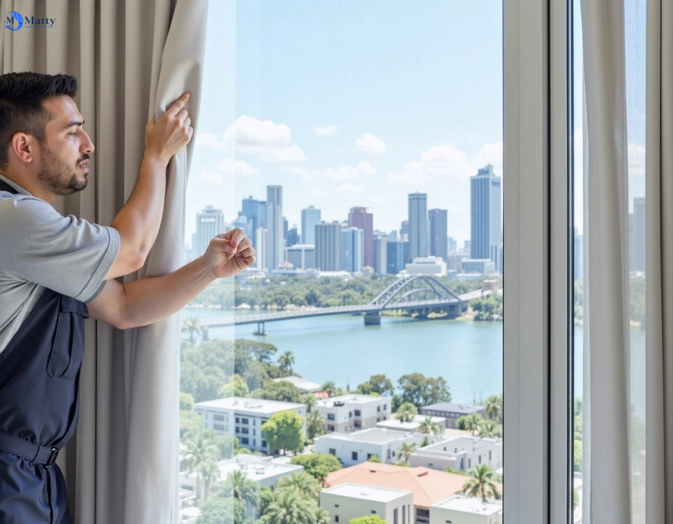 Professional curtain steam cleaning service clear-island-waters QLD by Matty Curtain Cleaning